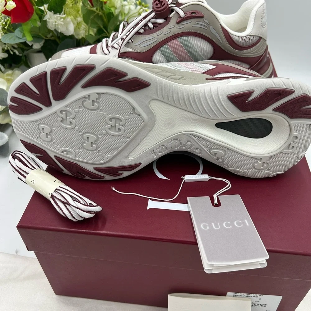 Men's Gucci 2.0 sneakers in white/gray/burgundy size 9 made in Italy
